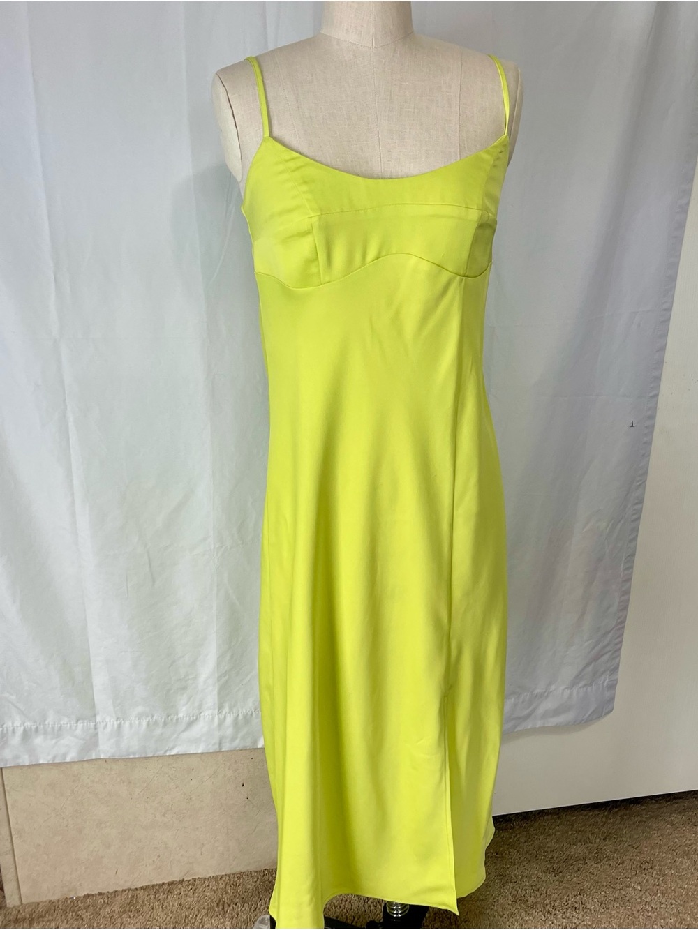 A New Day Lime Greens women’s slip dress Midi side slit size XS runs bigger